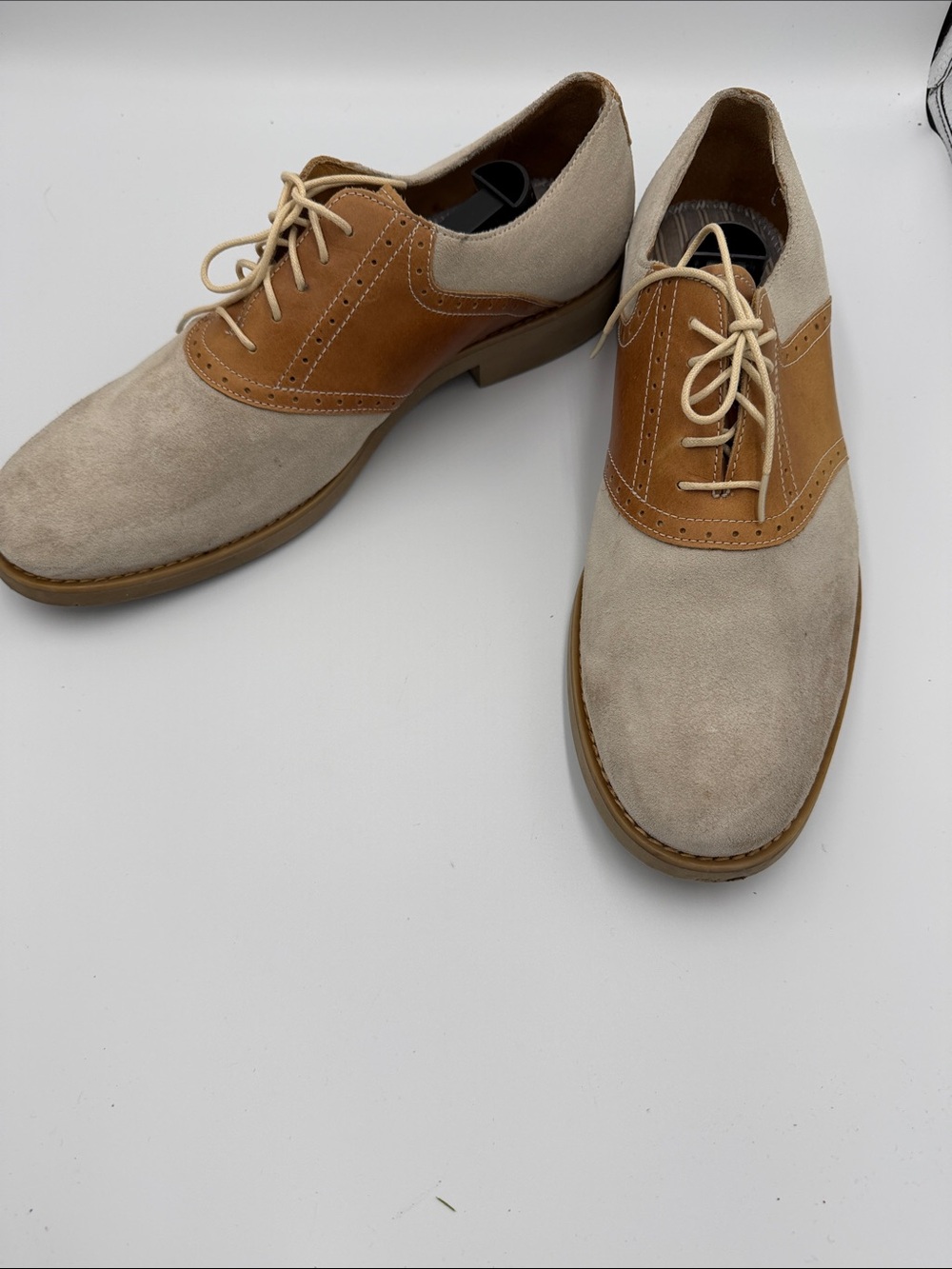 Johnson & Murphy Men's Two-Tone Suede & Leather Derby - Cream and Tan
